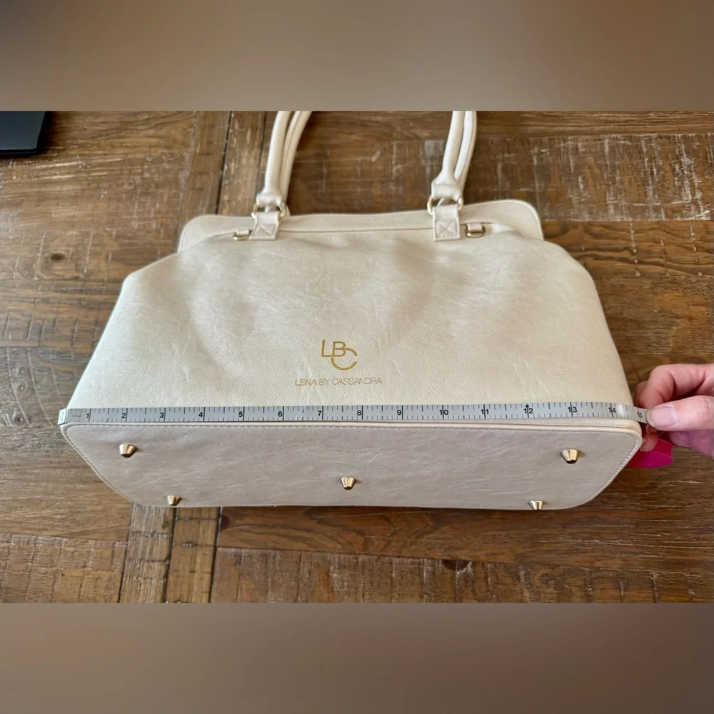 NEW Lena by Cassandra Metallic Cream Diaper Bag with changing pad